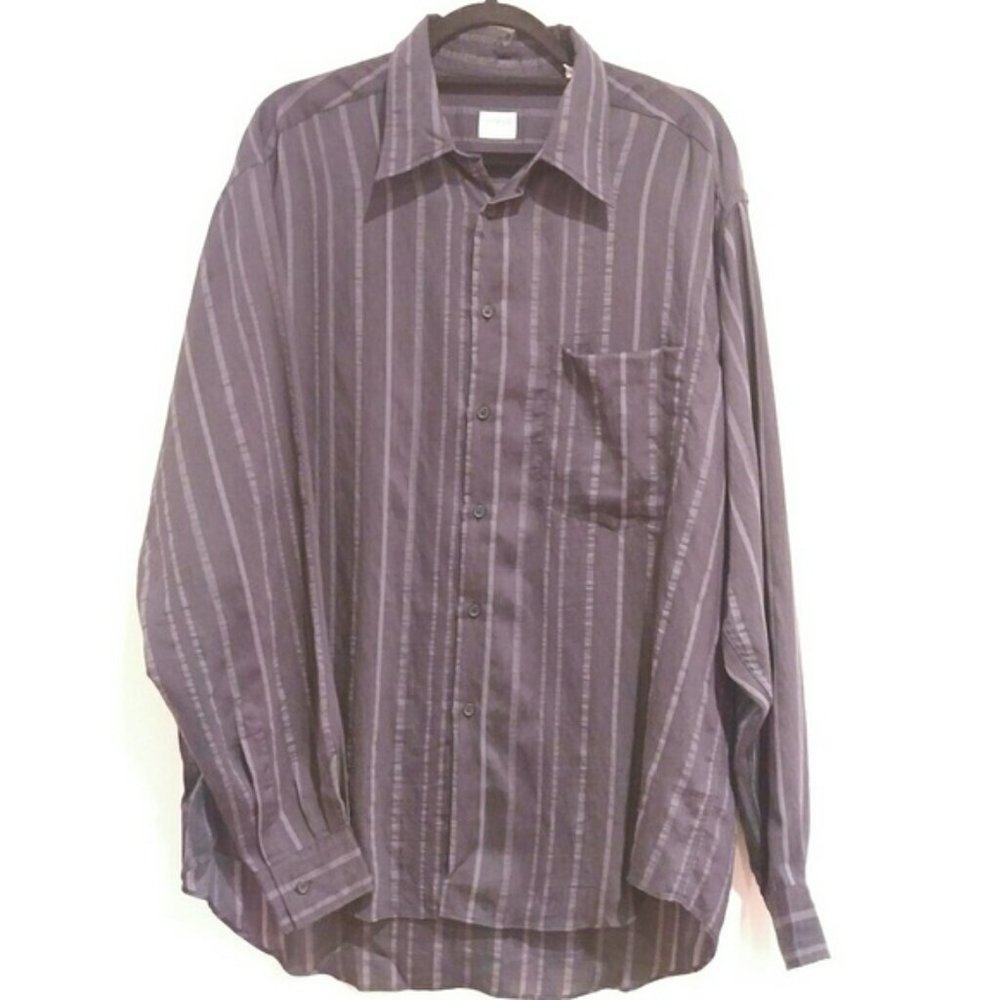Armani Collezioni men's long sleeve silk dress shirt size LARGE silk dress shirt